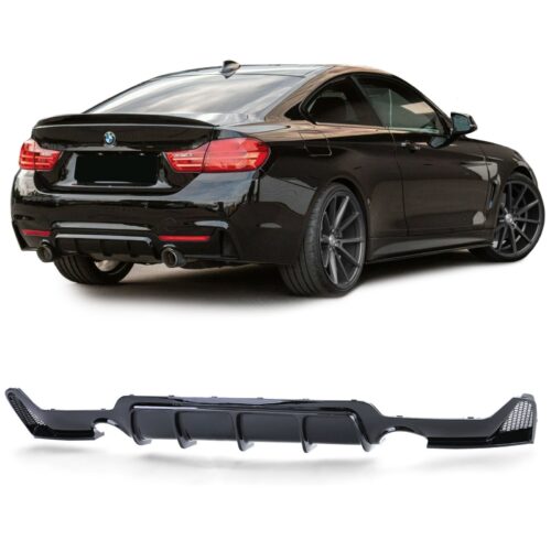 Galinio bamperio performance difuzorius BMW 4 F32 F33 F36 juodas blizgus 435 440 modeliams
