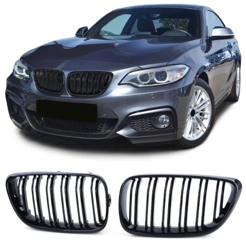 Priekinio bamperio performance grotelės BMW 2 F22/F23 14-16 juodos blizgios