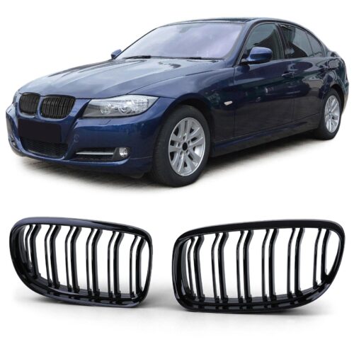 Priekinio bamperio performance grotelės BMW 3 E90 E91 08-12 juodos blizgios