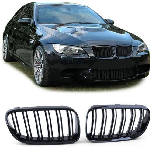 Performance priekinės grotelės BMW 3 series E92 E93 10-13 dvigubos juodos blizgios