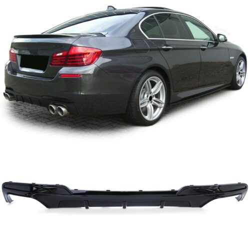 Galinio bamperio difuzorius BMW 5 F10/F11 juodas blizgus 550i modeliui