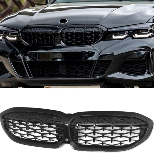 Diamond grotelės priekinio bamperio grotelės BMW 3 G20 G21 nuo 2018 juodos blizgios